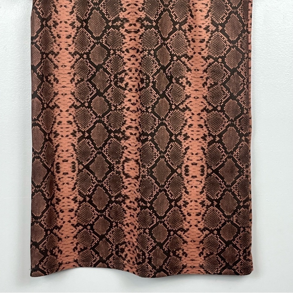 NWT Zara Trafaluc brown faux suede snake skin print mini shift dress, small. - Picture 5 of 10